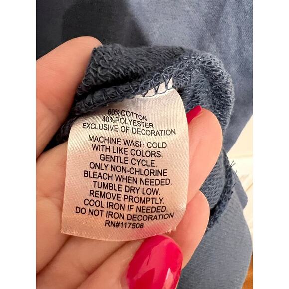 Junk Food Blue Oversized Short Sleeve Raglan American Flag 1 Patch Sweatshirt M - Picture 4 of 6